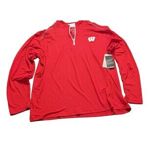 Men's‎ XL Colosseum Wisconsin Badgers Red Team Logo Quarter-Zip Pullover NWT
